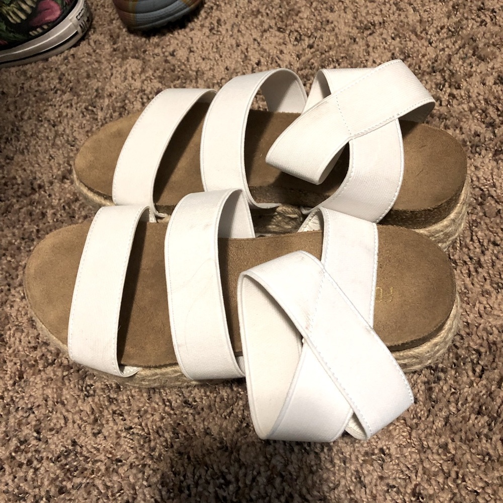 White platform sandals